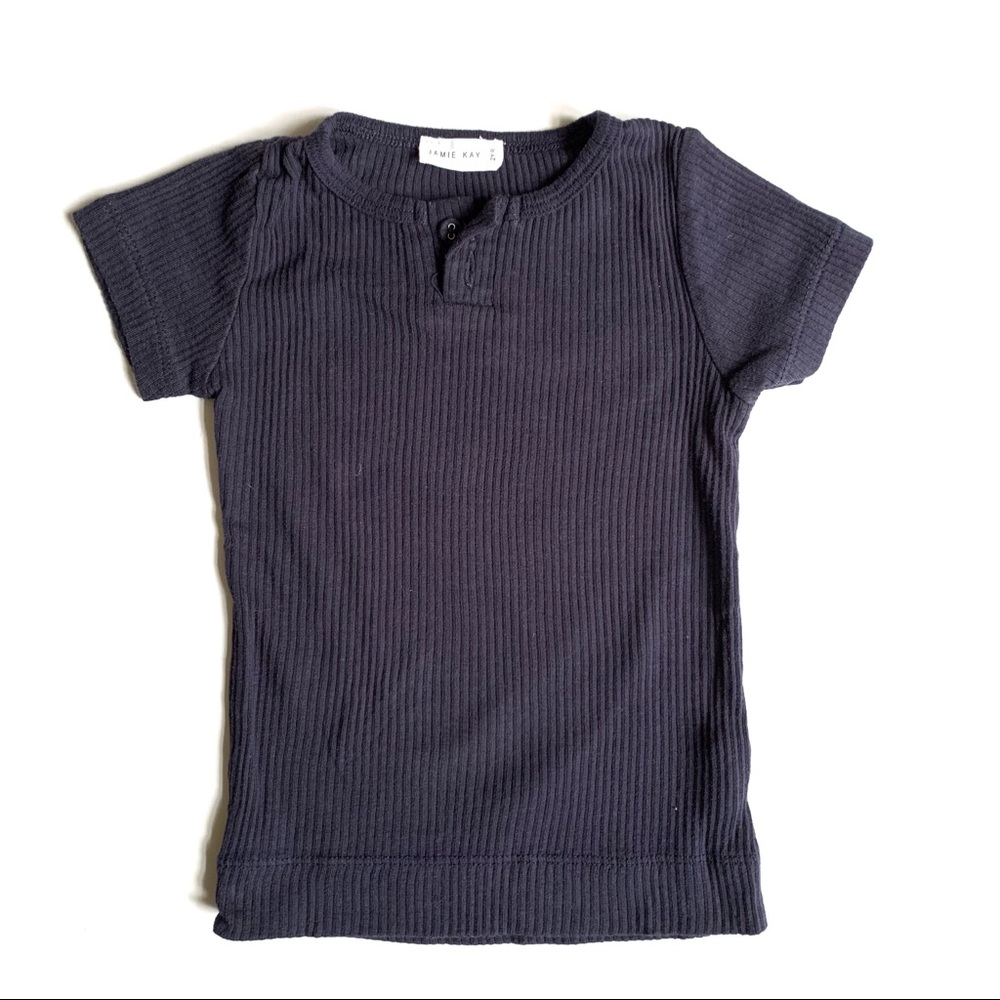 Jamie Kay Navy Rib Henley tee